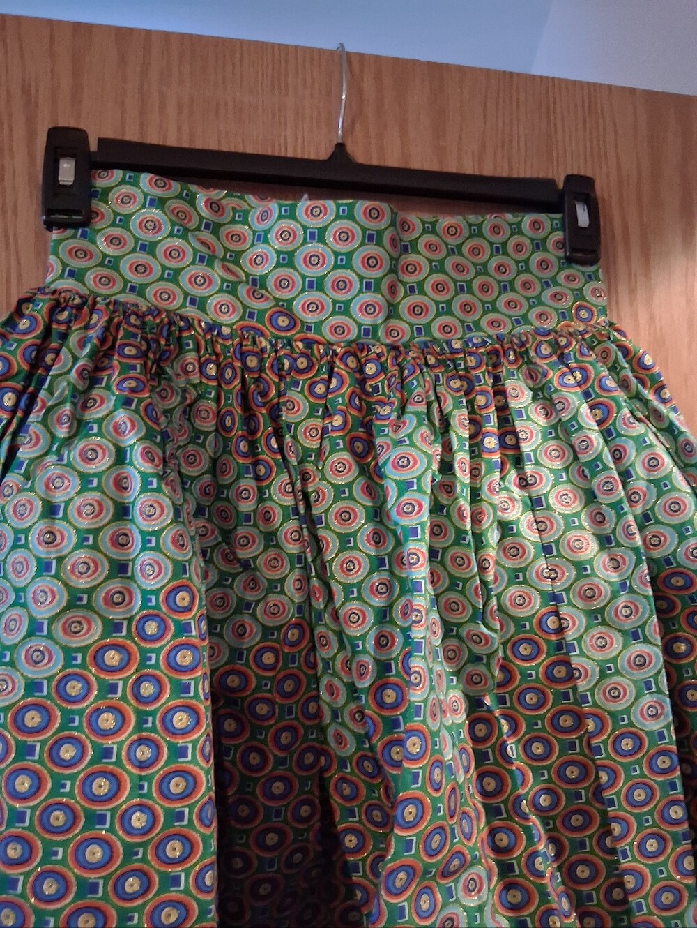 high-waisted African print skirt, vibrant, geometric pattern, No Size Tag - Picture 4 of 8